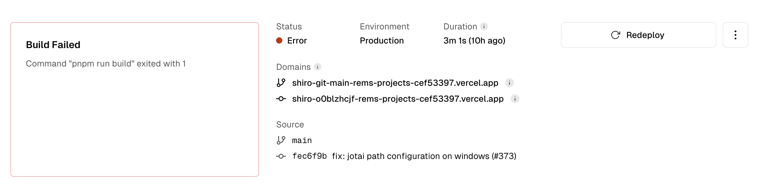 Error message